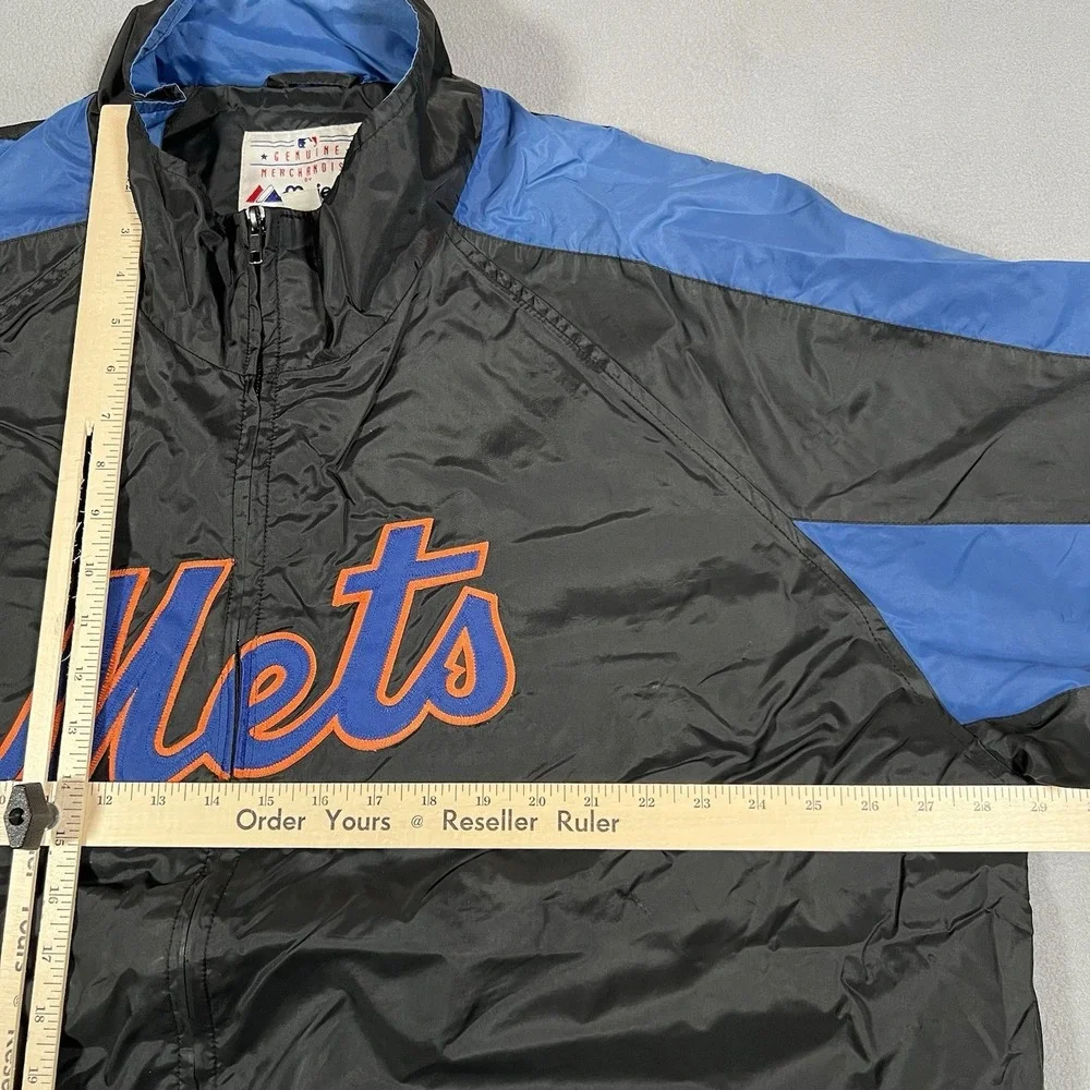 New York Mets Majestic Jacket 2XL Full‎ Zip Nylon NY Windbreaker Dugout Vintage